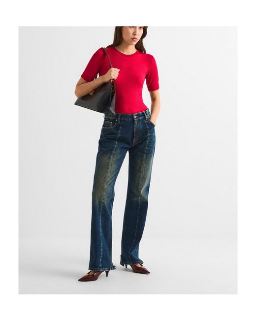 Versace Red Ribbed T-Shirt