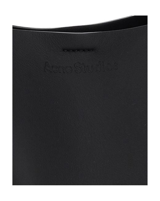 Acne Black Musubi Logo Embossed Mini Top Handle Bag