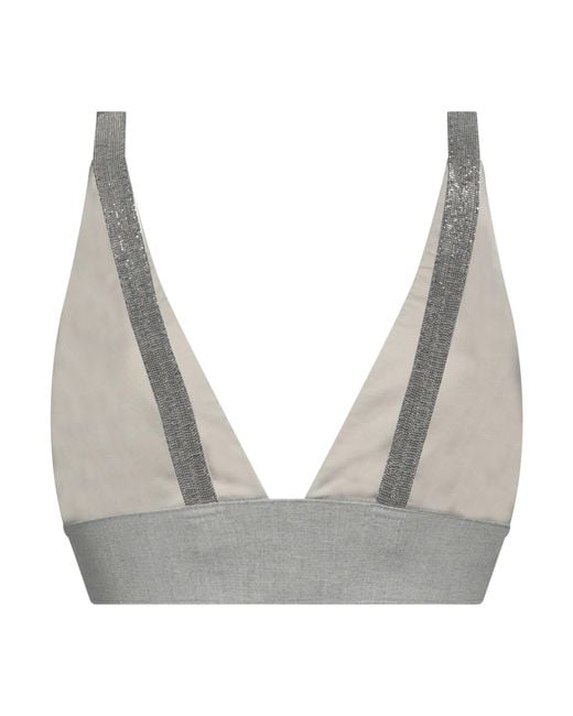 Brunello Cucinelli Gray Comfortable Elastic Two-Tone Triangle Bra