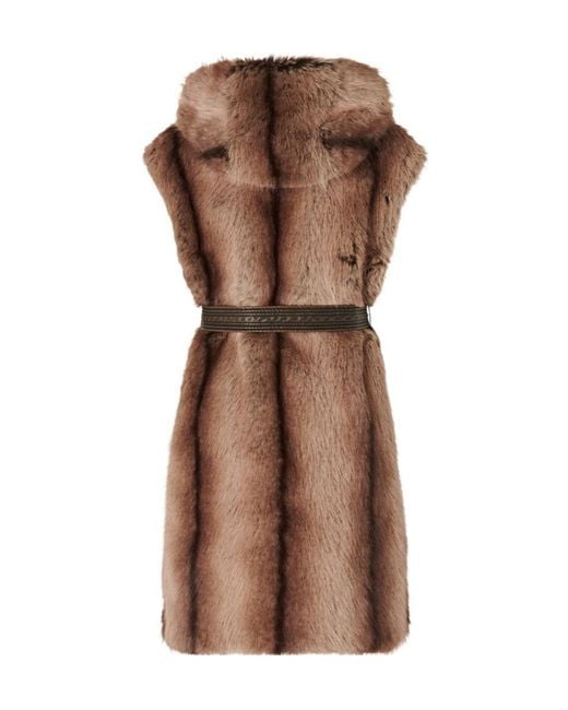 Pinko Brown Faux-Fur Hooded Coat
