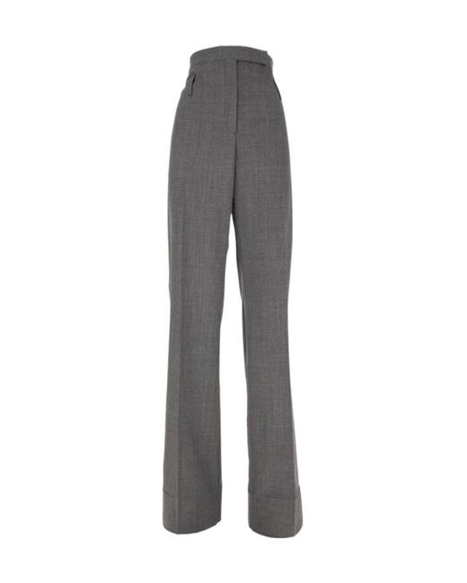 Prada Gray Belted Blend Trousers