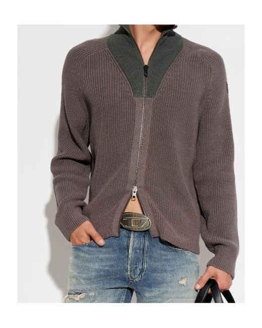 DIESEL Brown K Orio Zip-Up Cardigan for men