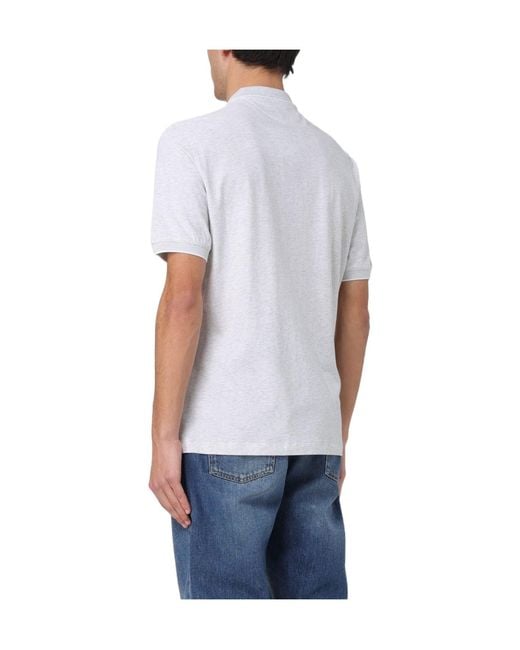 Brunello Cucinelli Blue Embroidered Polo Shirt for men