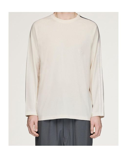 Y-3 Natural Long Sleeve Logo T-Shirt for men
