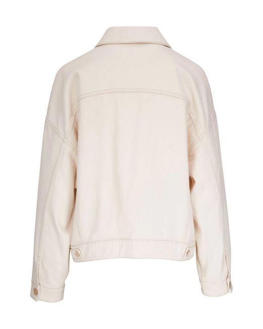 Brunello Cucinelli White Buttoned Denim Jacket