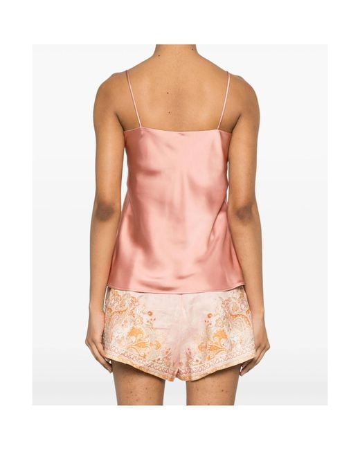 Herno Pink Spaghetti Straps Satin Tank Top