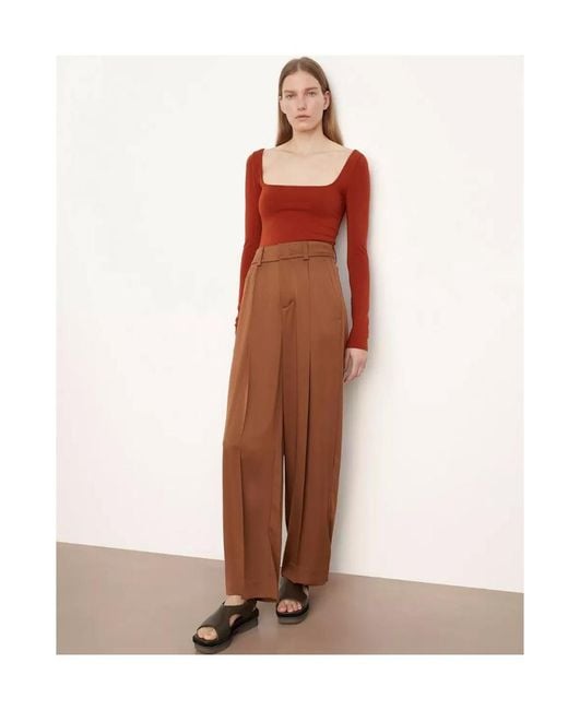 Vince Brown Tailored Wide-Leg Trousers