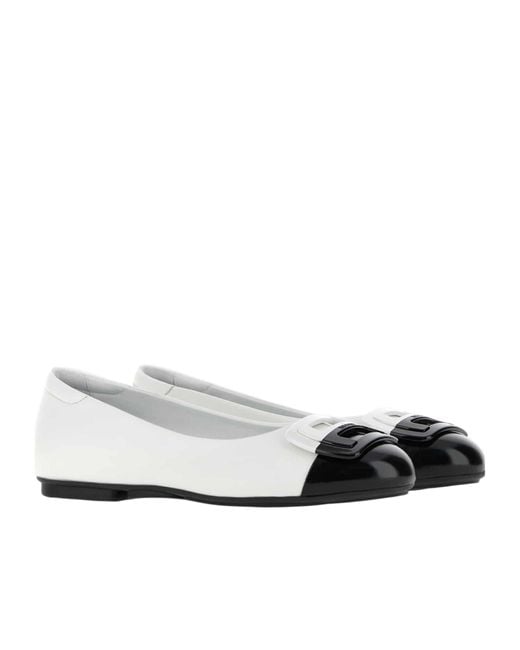 Hogan White H661 Ballerina Shoes