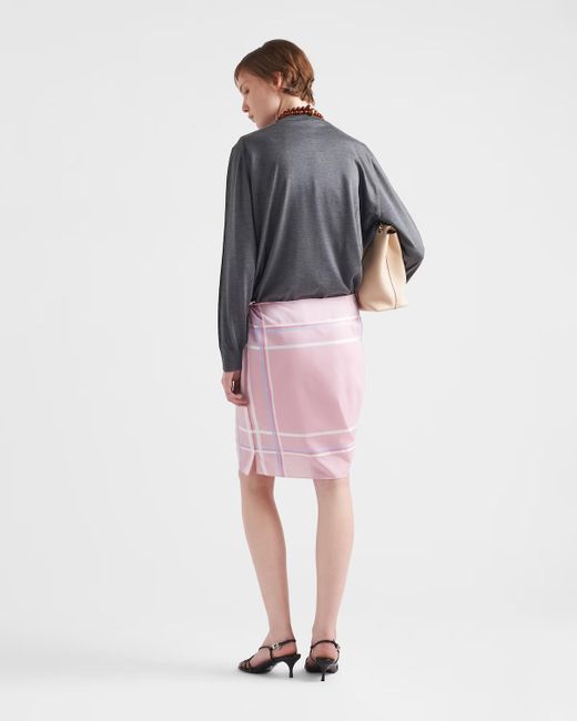 Prada Pink Checked Straight Hem Mini Skirt