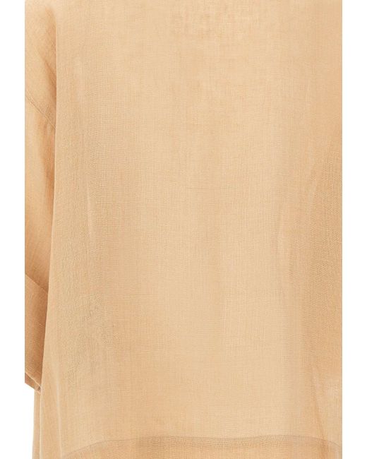 Eleventy Natural Oversized V-Neck Shirt