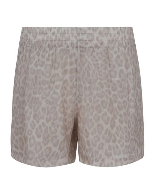 Anine Bing Gray Kam Leopard-Print Shorts