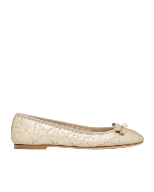 Dior Natural Cannage Quilted Ballet Flats