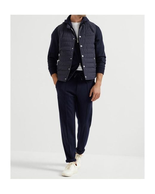 Brunello Cucinelli Blue Elastic Drawstring Waist Pants for men