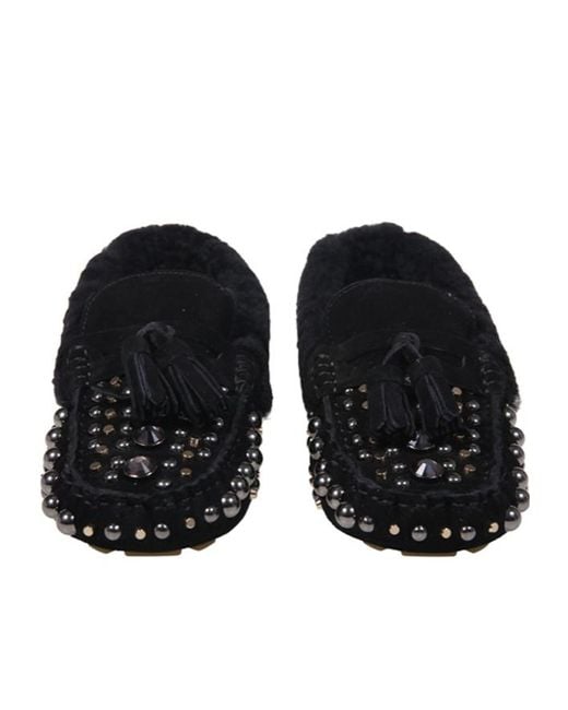 Strategia Black R 55 Studded Tassel Flat Shoes