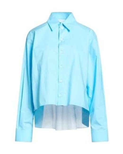 MM6 by Maison Margiela Blue Collared Long-Sleeve Cropped Shirt