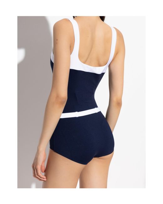 Gucci Blue Gg Plaque One Piece Swimsuit