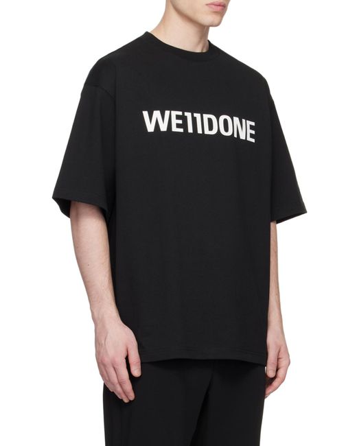 we11done Blue Logo-Print Cotton T-Shirt for men