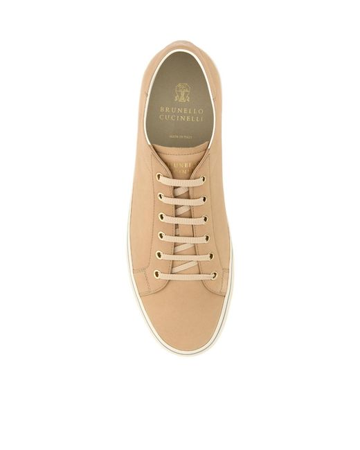 Brunello Cucinelli Natural Round Toe Lace-Up Sneakers for men