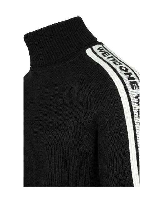 we11done Black Logo Turtleneck Sweater