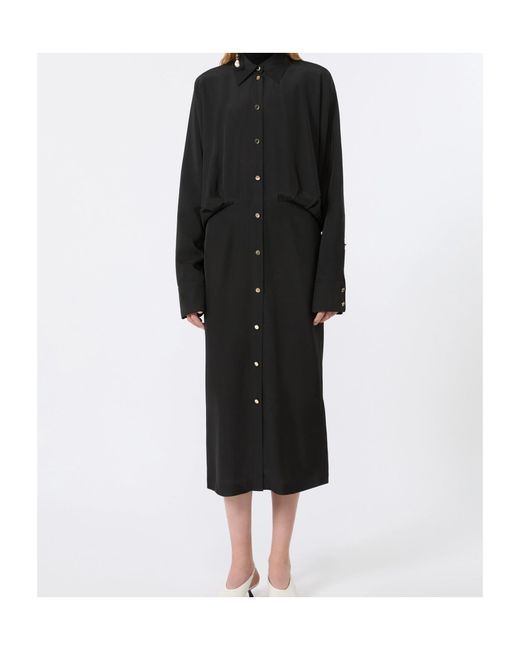 Sportmax Black Oversized Viscose Shirt Dress