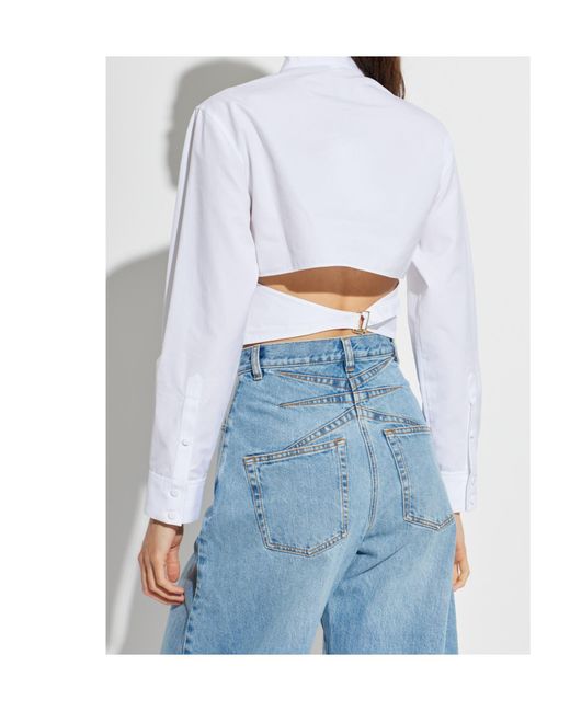 Alaïa Blue Alaïa Cropped Poplin Shirt