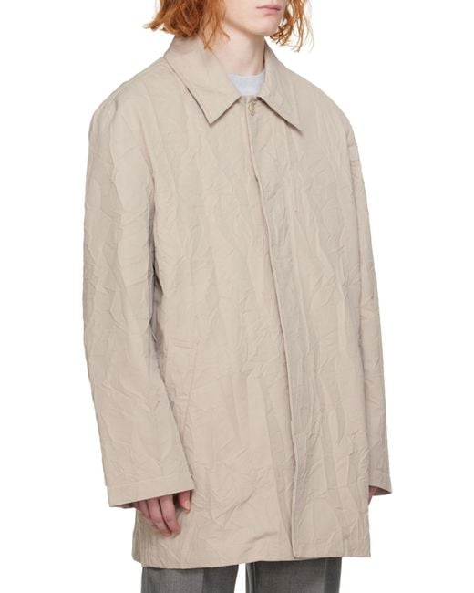 Acne Natural Crinkled Buttoned Trench Coat for men