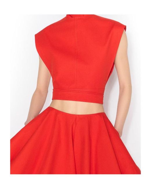 Alaïa Red Belted Crop Top