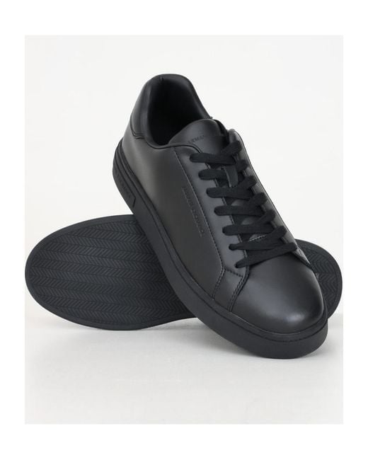 ARMANI EXCHANGE Black Leather Sneakers for men