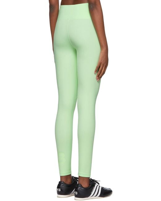 Y-3 Green Panelled Logo Leggings