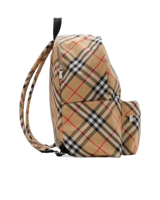 Burberry Multicolor Checked Logo Detailed Backpack for men
