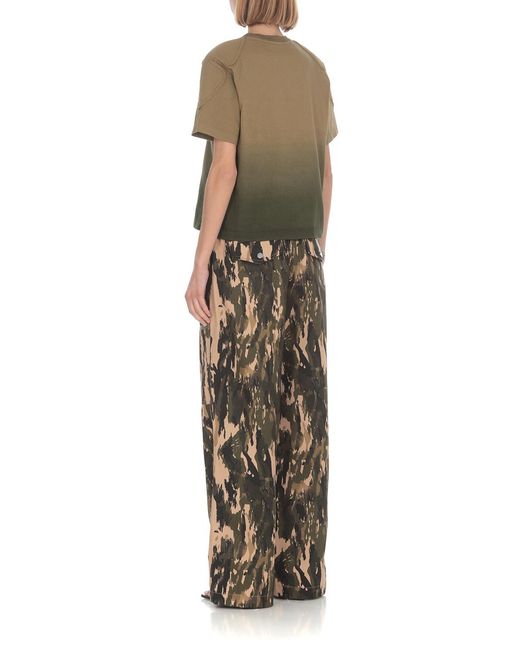 Dion Lee Green Sunfade-Effect Shoulder-Pad T-Shirt