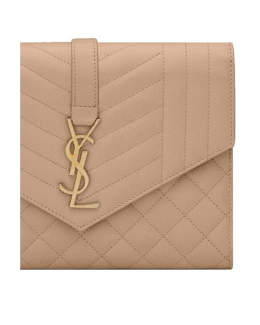 Saint Laurent Natural Monogram Envelope Clutch Bag