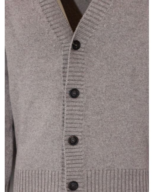 Cruciani Gray V-Neck Buttoned Cardigan for men