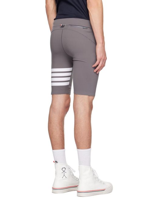 Thom Browne Gray 4-Bar Stripe Bike Shorts for men