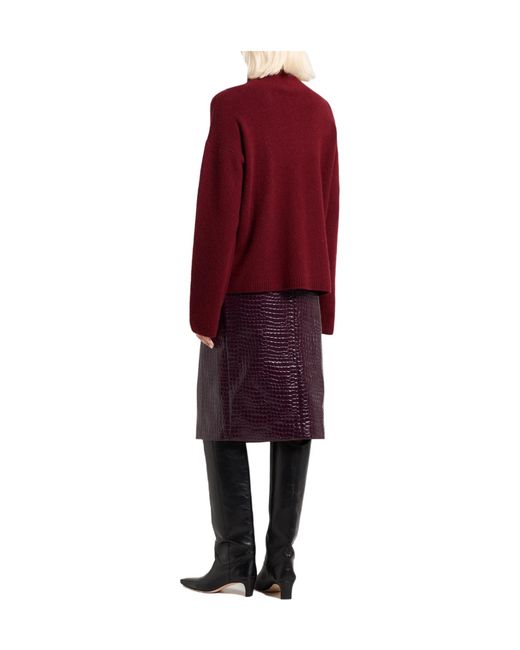 Max Mara Red Minimal Solid Knit Sweater
