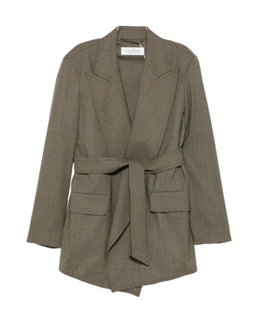 Max Mara Green Collared Long-Sleeved Casual Jacket
