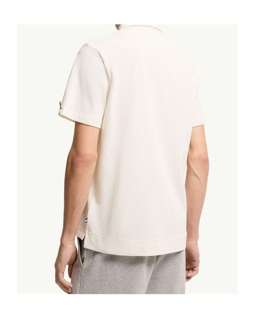 Moncler White Grenoble Logo-Patch Short-Sleeved Polo Shirt for men