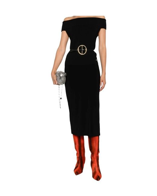 Norma Kamali Black Stretchy Straight-Cut Skirt