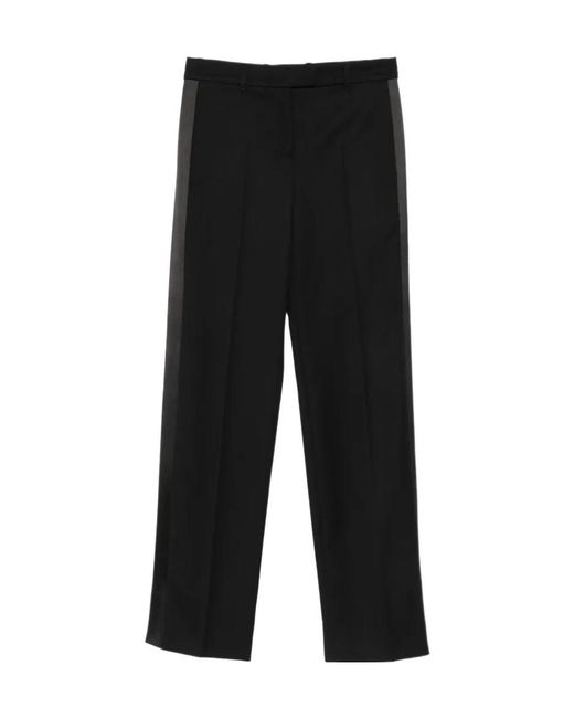 McQueen Black Satin-Trim Tailored Trousers