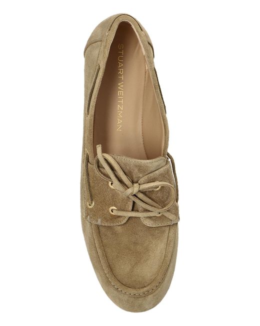 Stuart Weitzman Brown Lace-Up Flats