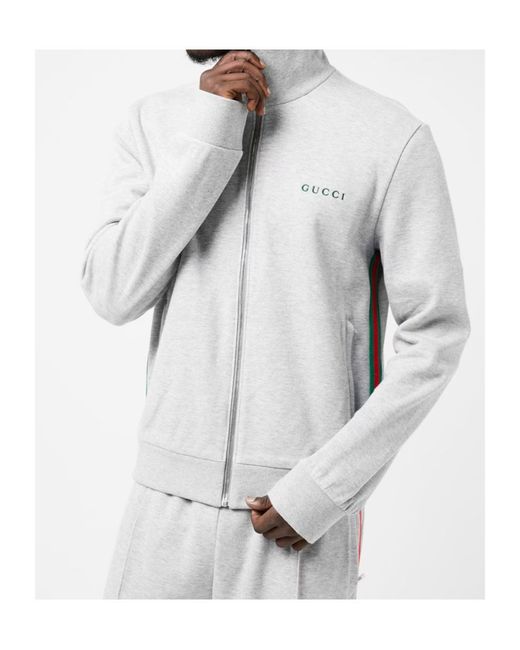 Gucci White Full-Zip Fleece Sweatshirt for men