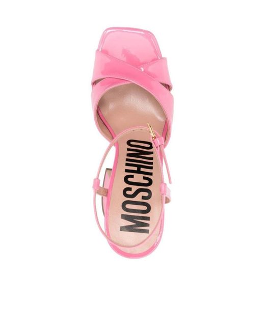 Moschino Pink Crossover Strapped Platform Sandals