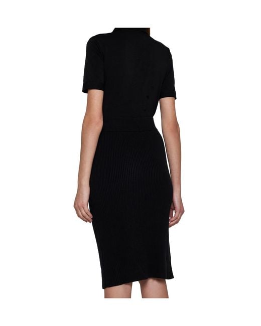 Filippa K Black Front-Slit Ribbed Midi Skirt