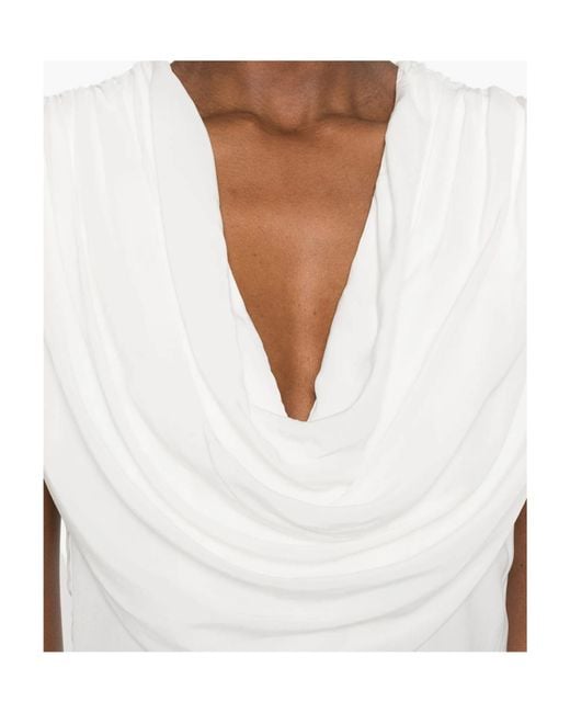 ROTATE BIRGER CHRISTENSEN White Waterfall Draped Maxi Dress