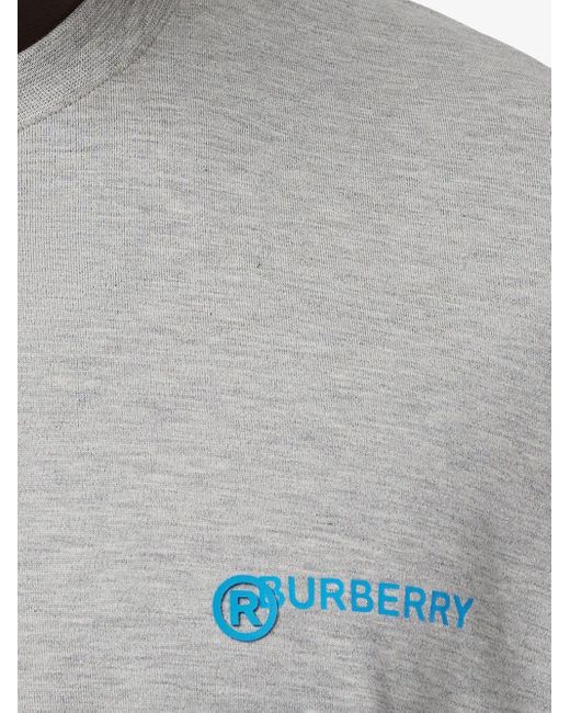 Burberry Gray Logo Print T-Shirt for men