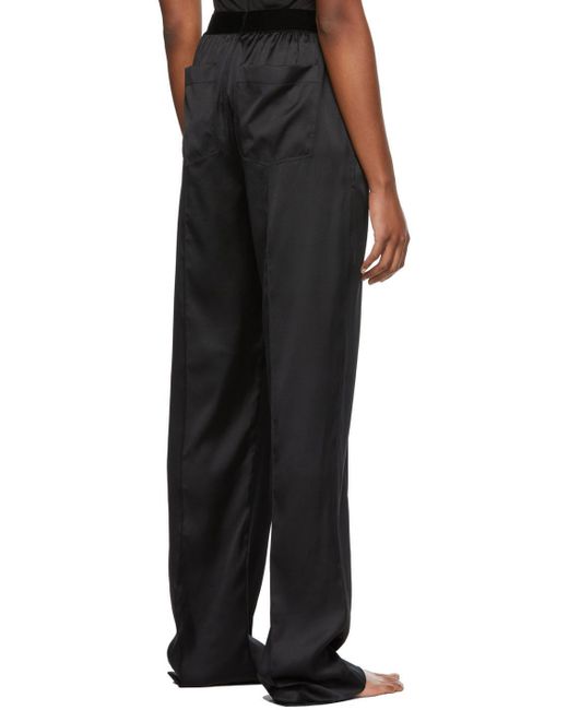 Tom Ford Black Stretch Satin Pj Pants