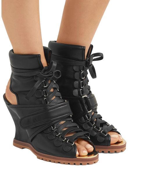 Chloé Black Open-Toe Ankle Boots