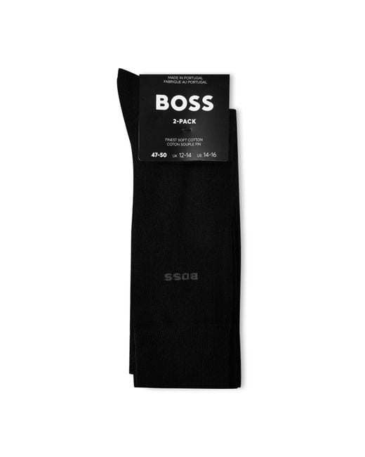 Boss Black Solid Color Long Cotton Socks for men