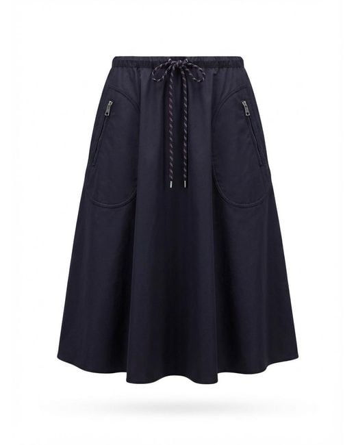 Moncler Blue Drawstring Midi Skirt