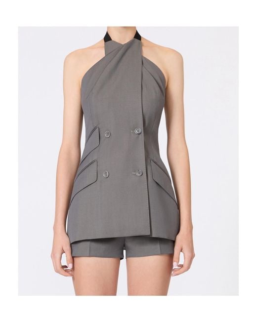 Max Mara Gray Cali Halterneck Sleeveless Blazer